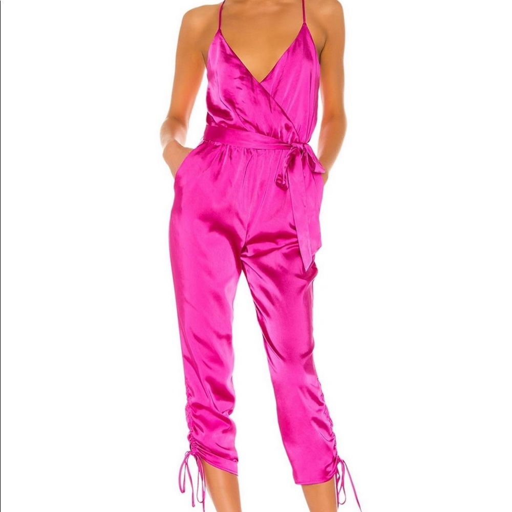 ♡ Revolve Pink Satin Jumpsuit, Size M ♡